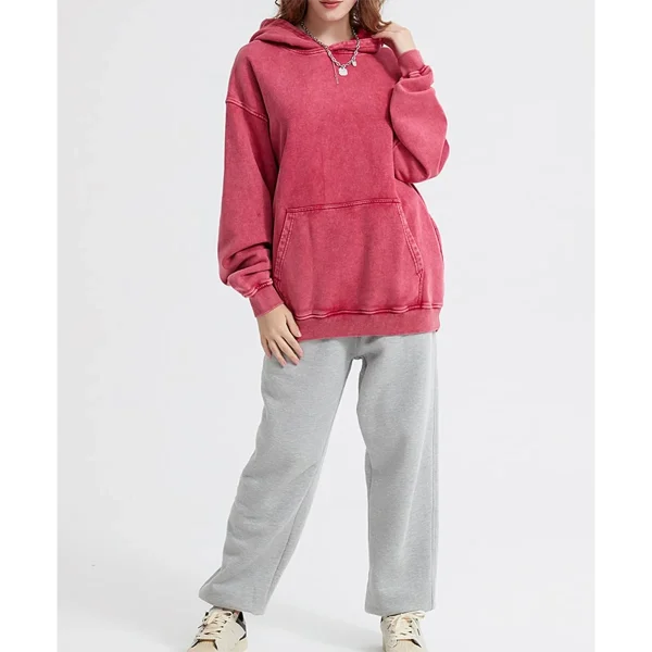 500gsm Heavy Plain Heavyweight Distress Oversized Blank Stone Acid Vintage Wash Hoodie Essentials Hoodie - Image 4