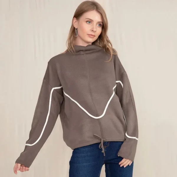 Cotton Women Oversized Mock Neck Sweatshirt Streetwear Y2K Casual Long Sleeve Pullover Tops - Image 6