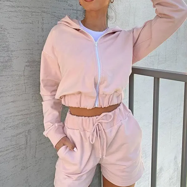 Spring Summer Tracksuit Women 2 Pieces Set Hooded Long Sleeve Hoodies and Shorts Female Casual Suit 2025 New Sport Wear Outfits - Image 6
