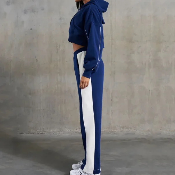 Womens 2 Piece Outfits Lounge Hoodie Sweatsuit Sets Casual Jogging Set Crop Zip up Hoodie and Patchwork Jogger Matching - Image 4