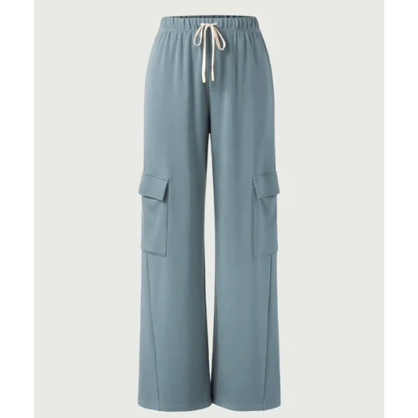 Comfort Soft Rib Straight Leg Elastic Waistband With a Drawstring Cargo Pant Sweatpants