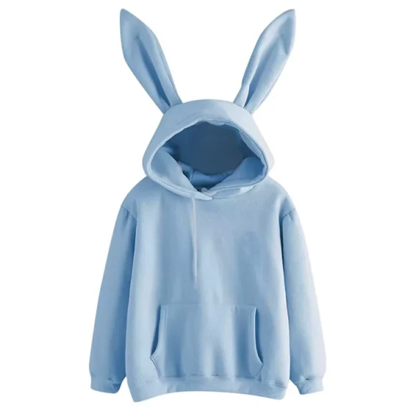 Fall Winter Women Cute Bunny Ears Cotton  Long Sleeve Rabbit Ear Pullover Hoodie
