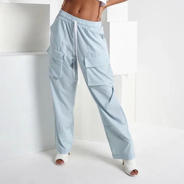 Women's High Waisted Cargo Pants Y2K Baggy High Waist Wide Leg Trousers with Pockets