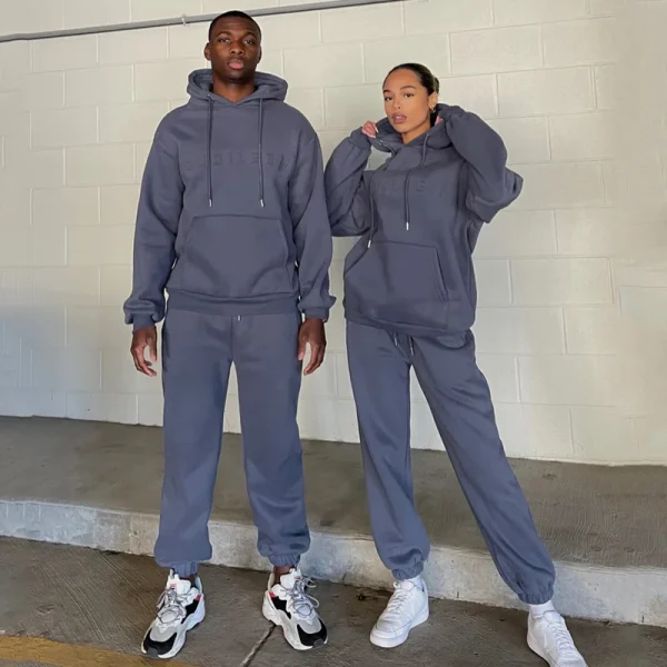 High Quality Unisex Heavyweight Sweatsuit Track Suit Sweatpants and Hoodie Set Women Men Sportswear Tracksuit