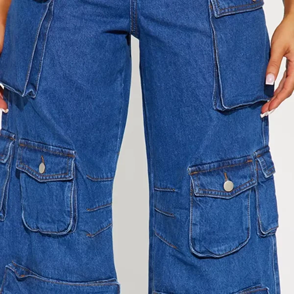 Fashion Mid Waist Casual Blue Women's Jeans Baggy Denim Jeans - Image 4