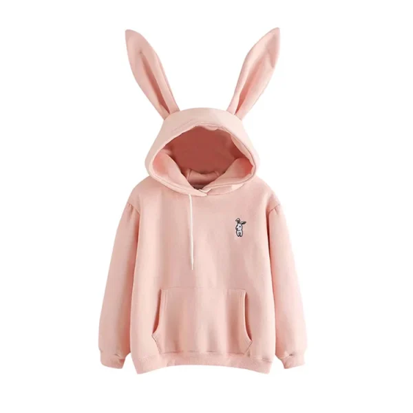 Fall Winter Women Cute Bunny Ears Cotton  Long Sleeve Rabbit Ear Pullover Hoodie - Image 2