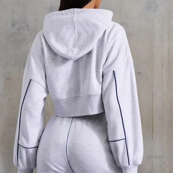 Womens 2 Piece Outfits Lounge Hoodie Sweatsuit Sets Casual Jogging Set Crop Zip up Hoodie and Patchwork Jogger Matching - Image 2